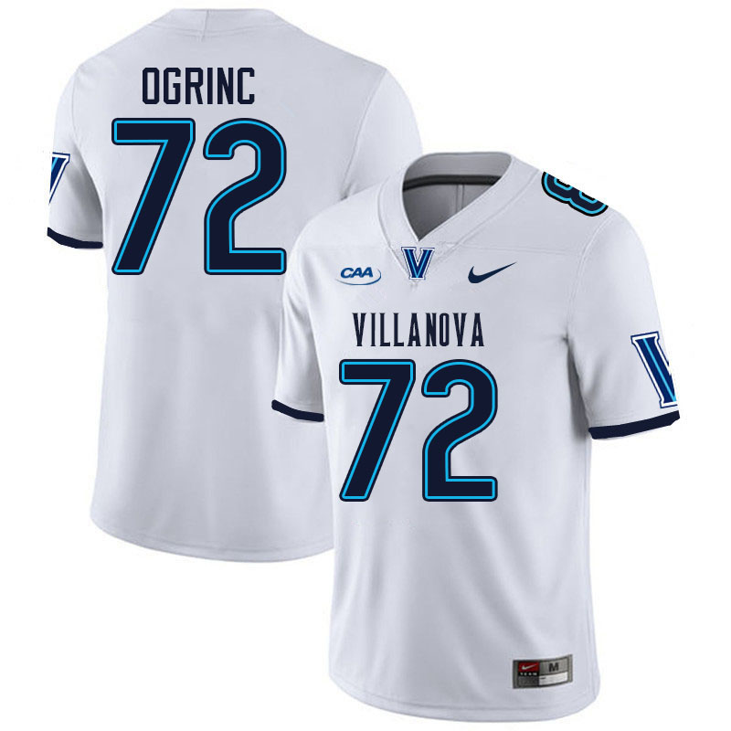 Villanova Wildcats #72 Matthias Ogrinc College Football Jerseys Stitched-White Villanova Wildcats #72 Matthias Ogrinc College Football Jerseys Stitched-White